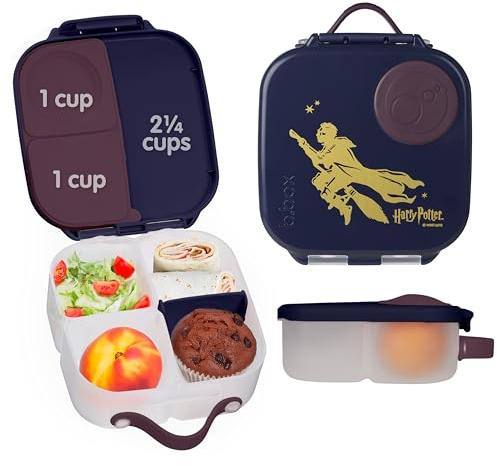 b.box Harry Potter Mini Lunch Box Niños | Fiambrera Infantil Bento con 3 Compartimentos (2 Herméticos) | Fiambrera Niños Ideal para Almuerzos y Picoteo | Cabe 1 Fruta Entera | Sin BPA