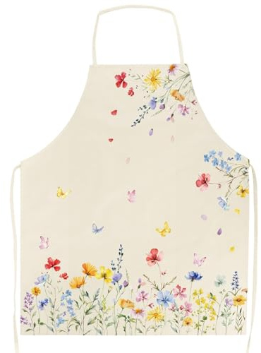 COLOFALLA Schürze Blume Groß Schürze Damen Blühende Damenschürze Mama Geschenk Oma Geschenk für Küche Frisiersalon Handmade