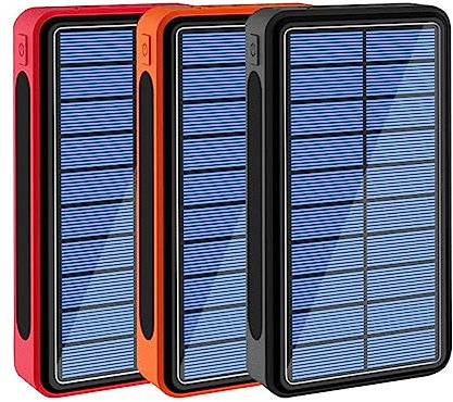 Power Bank Solare, Caricabatterie Solare Portatile da 100000Mah per Cellulare, Caricabatterie Wireless da 10W con Torcia LED Integrata, Batteria di Backup Solare Esterna per Attività all'Ape