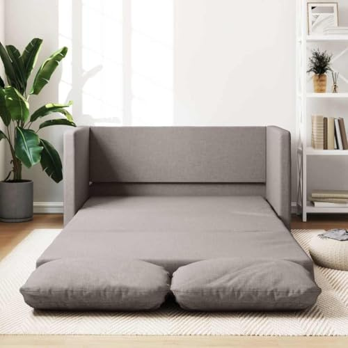 Emmtore Bodensofa, Klappbar Bodenbett Sofa mit Schlaffunktion, Schlafsofa Schlafsessel mit Metallgestell, Klappsofa Sofabett für Wohnzimmer Schlafzimmer Stoff,Taupe