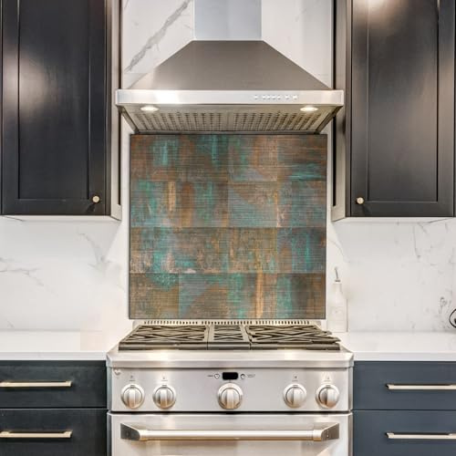 funlife Brushed Aluminum Self Adhesive Splashback for Kitchen, Cloudy Antiqued Brass 14.5X14.5CM 16PCS