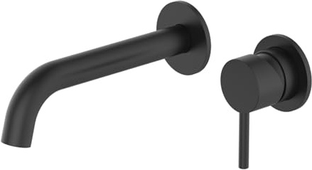 Bathroom Sink Mixer Tap, Wall Mounted Brass, 2 Holes, Hot and Cold, Single Handle, Concealed Basin Faucet, Chrome Finish