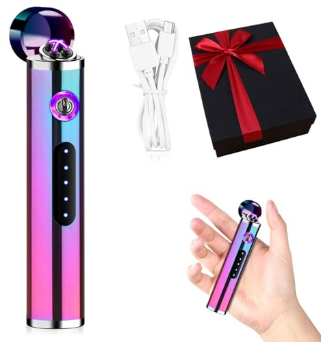 Umllpet Mini briquet électronique, cadeau pour hommes Noël, briquet électronique à arc, briquet plasma rechargeable par USB, portable, coupe-vent, arc lumineux (Multicolore - 1 pièce)
