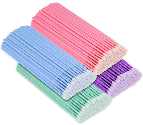 QMLING Mikroapplikatorborste mikroborstar: 400 stycken ögonfransförlängning pensel, mikro ögonfransborste för make-up lashes graft renlighet (4 färger)