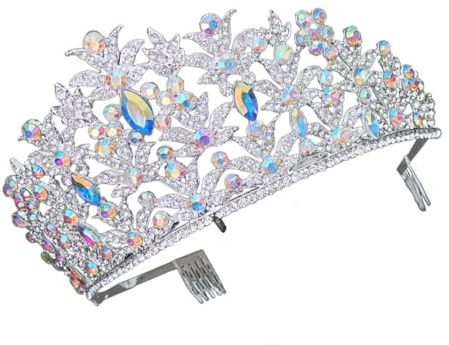Tiara Brillantes de Zinc de Aleación, Boda para Novia | Plata, Adorno de Gemas de Imitación, Cómoda Cabeza, para Fiestas y Obsequios