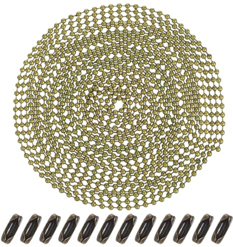 157-Inch Ceiling Fan Pull Chain Extender Ball Chain With 20 Connectors 3mm Extra Long Rust Proof Extension for Ceiling Fans Beaded Ball Light Pulls Adjustable Length for Light Fixture Lamp Curtains