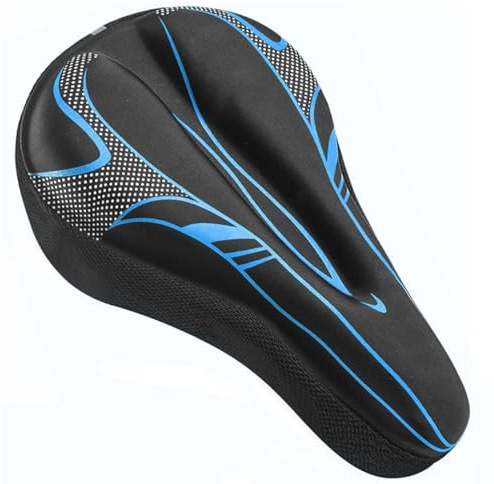 hunwutef Fahrradsattel Überzug, Ergonomischer Gel Sattelbezug, Weich Bequem Fahrradsitz Polsterung mit Regenschutz, für Damen Herren Mountainbike