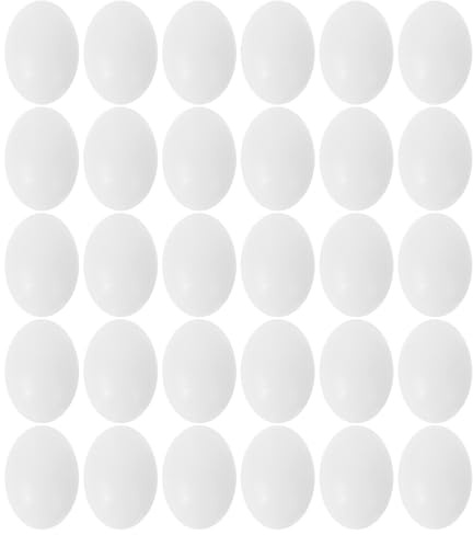 HOMOCONO 30Pcs Solid Plastic Pigeon Eggs Realistic Ornamental Birds | Home Office Decoration, White Finish, Anti Laying Support, 30 Piece Set for Pigeon Use
