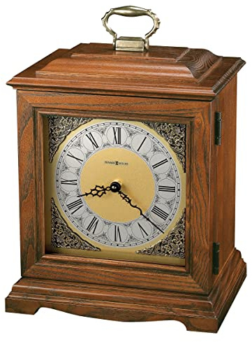 Howard Miller Continuum Mantel Clock Urn Box 800-120 – Oak Yorkshire Finish, Select Hardwoods & Veneers, Bracket-Style Roman Numeral Clock, Interior Compartment, Funeral Urn Box