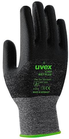 Uvex Gloves C300 wet plus Unisex 9,Black/Green