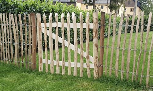 Zauntor Haselnuss Breite 100 cm x Höhe 120 cm - hochwertiges Gartentor für Staketenzäune - stabiles und witterungsbeständiges Holztor in 7 Größen