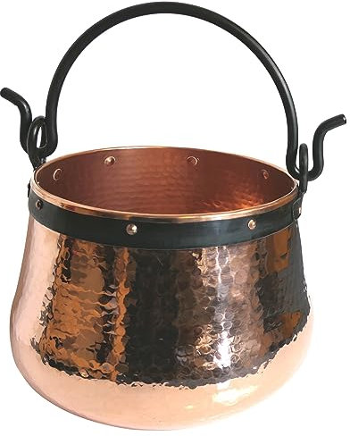 Dr. Richter® Kupferkessel 20L mit schmiedeeisernem Henkel | blankes Kupfer | robuste Ausführung | 20 Liter