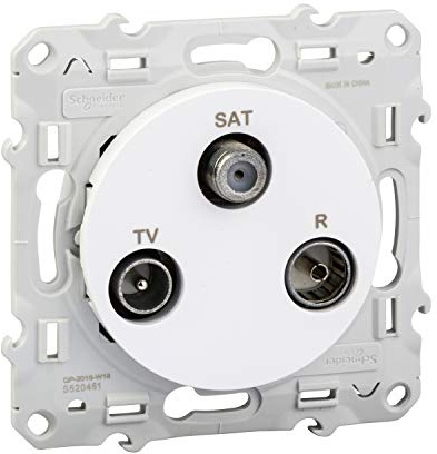 Schneider Electric - Odace, prise TV/FM/SAT Blanc, 1 entrée, à vis - S520461