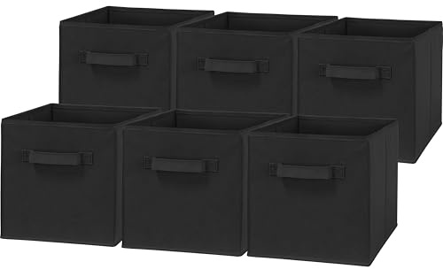 Simple Houseware Foldable Cube Storage Bins, 11-Inch Black, 6-Pack Fabric Cubes Organizer for Closet or Shelves