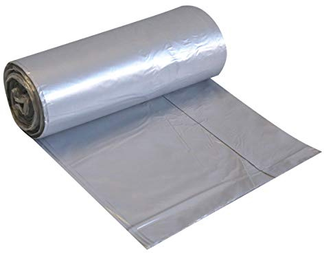 400 Müllbeutel mit Zugband, HDPE-Müllsack, Müllsack mit Fixierband, HDPE-Müllbeutel, Abfallsack in grau, Abfallbeutel 60 l, 30 my