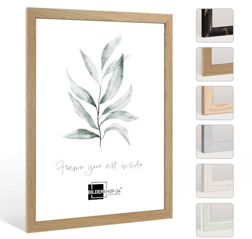 Bildershop-24 Bilderrahmen Clara 18x24 (Zoll/inch) | ca. 45,7x60,9cm Eiche Natur (mit Struktur)