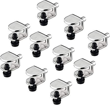 Gedotec Support Étagère Murale - H3135 - Fixation de Tablette et Console en Verre et Planche en Bois de 8 à 9 mm - Cuisine, Salle de Bain - Acier Nickelé - 17 x 15 x 13.5 mm - 10 Pièces