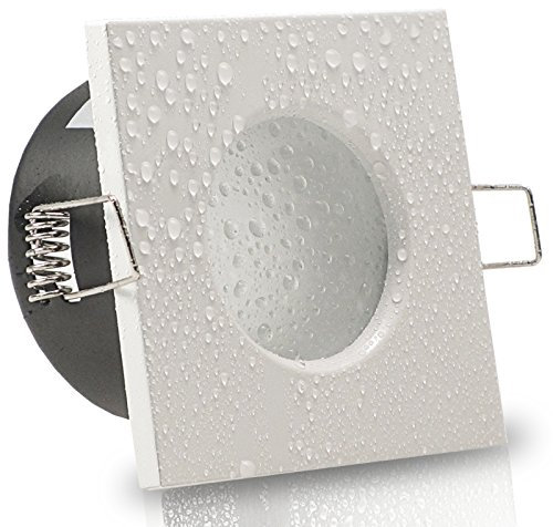 trendlights24 Aqua Base IP65 LED Bad Decken Einbaustrahler eckig Weiß 230V GU10, 9er Set Spots 4,0W Neutralweiß, Einbauleuchten für Feuchtraum außen