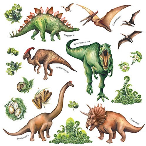 DECOWALL DS-8034 Aquarell Dinosaurier Kids Wandtattoo Wandsticker Wandaufkleber Wanddeko für Wohnzimmer Schlafzimmer Kinderzimmer (Klein) (Englisch Ver.)