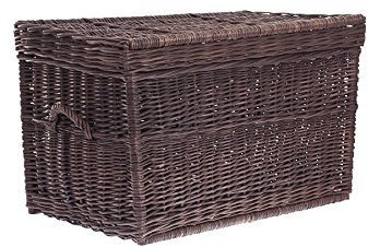 e-wicker24 Baule in Vimini Cassapanca Vintage Fatto a Mano Cesta Vimini con Coperchio Scatola Rettangolare Porta Giochi