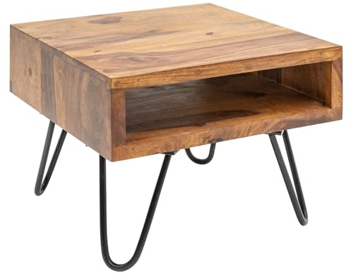 invicta INTERIOR Handgearbeiteter Beistelltisch Scorpion 45cm Sheesham Hairpin Legs Wohnzimmertisch Beistelltisch Massivholz Handmade Sofatisch Couchtisch Wohnzimmertisch