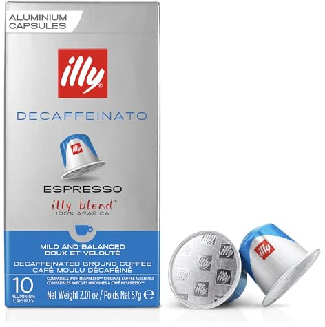 illy Coffee Nespresso Compatible Capsules, Decaf, Aluminium Coffee Capsules, Pack of 10
