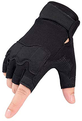 YouLpoet Half Finger Gloves Men Women Non-Slip Fingerless Gloves for Outdoor Sports Cycling Motorcycle Hiking Climbing Camping Hunting Running,Black,XL…