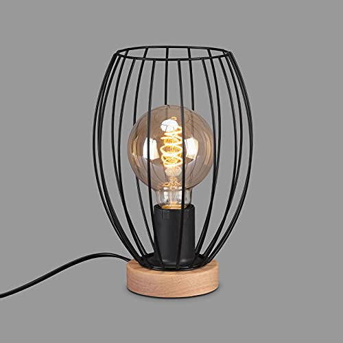 Briloner Leuchten - Tischleuchte, Tischlampe, Nachttischleuchte, Nachttischlampe, Schreibtischlampe, 1x E27, inkl. Kabelschalter, Schwarz, 175x256mm (DxH)