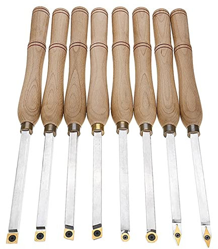 Hartmetall Drechseleisen-Set, Drechselmesser Drechselwerkzeug Mit Holzgriff, Wendeplatten Für Drehmeißel, 8 Stück Holz Schnitzwekzeug Meißel Geeignet Für Alle Niveaus Holzbastler