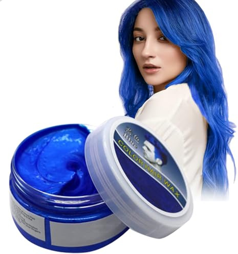 Temporary Hair Wax Colour, Green Hair Spray Temporary, Hair Dye Hair Wax Hair Style Dye Mud, Hair Spray Colour, Wash Out Easily for Men Women Halloween Party Instant Styling (Blue)