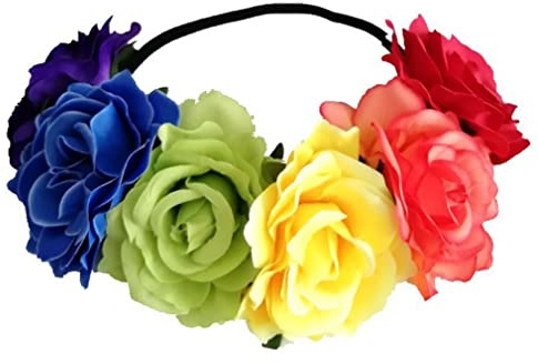 YSTrillion Rose Stirnband,Blumen Stirnband Haarband,Blumenkranz Krone,Halloween Rose Frauen Mädchen Braut Rosen Blumen(Farbe)