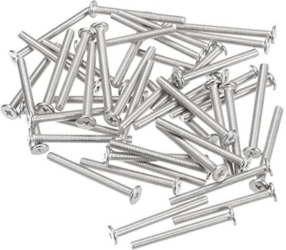 sourcing map M3-0.5 x 30mm 100Stk Flache Rundkopfschrauben 304 Edelstahl Kreuzschlitz Antrieb Maschinenschrauben Hardware Verschluss für Möbel Verbindung