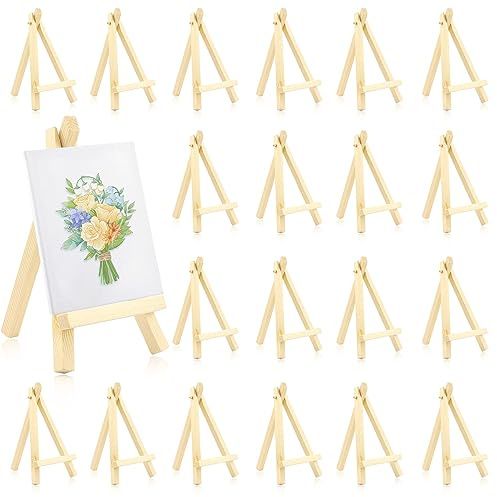 20 Stück Mini Holz Fotohalter - Klein 15x 8 cm Kartenhalter Dreieck Staffelei Platzkartenhalter für Hochzeit Geburtstag Taufe Party