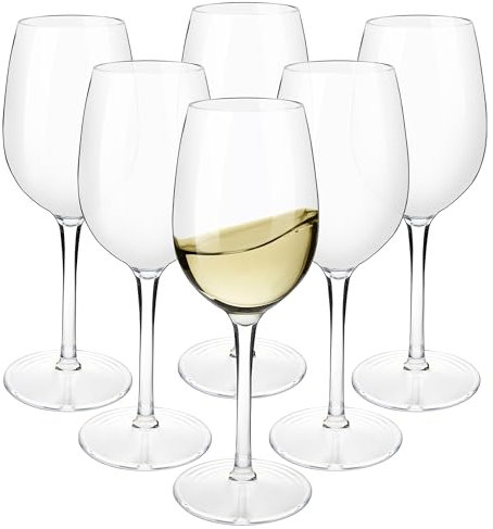 HAHASHOW Divino Calice Vino Bianco, 100% Tritan-Plastica Bicchiere da vino rosso, Adatto alla Lavastoviglie, 355ml, Set di 6