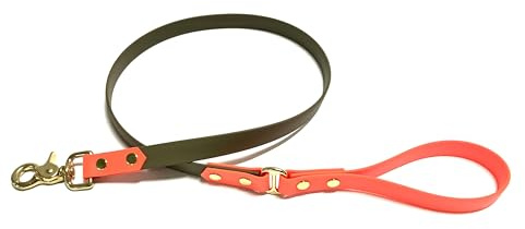 Leine aus Biothane, 2cm breite Biothane Leine, Hundeleine in verschiedenen längen (1 Meter, Olivgrün/Orange)