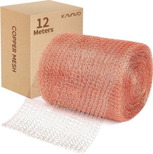 Kupfernetz 12m x 12,8cm (ca. 324g) | 100% reines Kupfer Doppelschicht-Gitter | 27g/m Drahtgeflecht | Gegen Schnecken & Mäuse | Schädlingsabwehr für Hochbeet & Garten