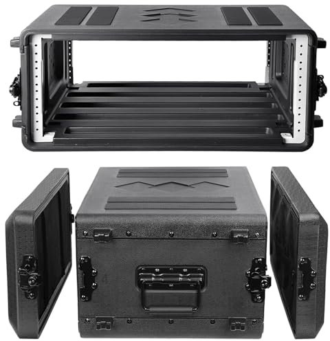 Diandian 4U Rack Case Flach 40,6 cm Tiefe 48,3 cm Rackmount Flight Case Wasserdicht Staubdicht Shock Mount für Verstärker, Pro Audio, DJ Mixer, Effekte mit Mikrofonfächern