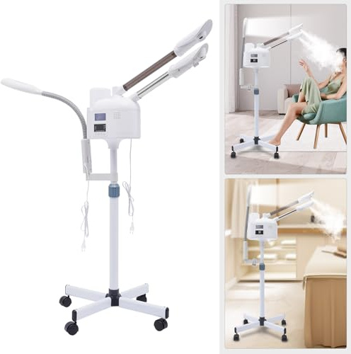 3 in 1 Professional Gesichtsdampfer, Nano Lon Ozon-Gesichtsdampfer mit Heißer und Kalter Düse for Reinigen, Verjüngen, Aufhellen und Glätten, PTC-Heiztechnologie