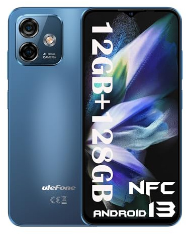 Ulefone Android 13 Note 16 Pro (12Go+128Go) Smartphone 4G 8-Core Telephone Portable Debloque 6.52HD+,50MP+8MP+2MP Camera 4400mAh Batteria 5G WiFi/NFC/GPS/OTG/2 Ans Garantie(Bleu)