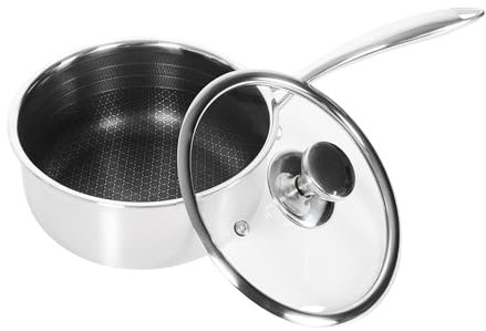 Sobczyk Pfanne | Hybrid Kleiner Kochtopf 16 cm | Induktion | Antihaftbeschichtung | Kochtopfset - Deckel inklusive | 3-lagig Stahlkochtopf | Kleine Induktion