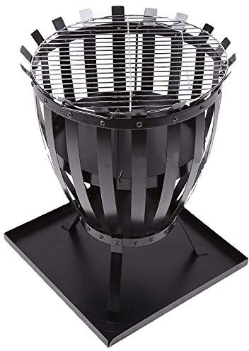Feuerstellen für den Außenbereich, Feuerkorb aus Metall für den Außenbereich, Grillkamin für den Garten auf der Terrasse, Holzkohle-Grillschale mit Bodenplatte, stabiles pulverbeschichtetes schwa