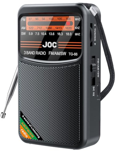 JUCHRZEY Mini Radio portátil de Banda Completa Radio FM Am SW Mejor Puntero de recepción Radios de Bolsillo Soporte Búsqueda automática Reproductor de radios Tipo-C Recargable con Pantalla HD