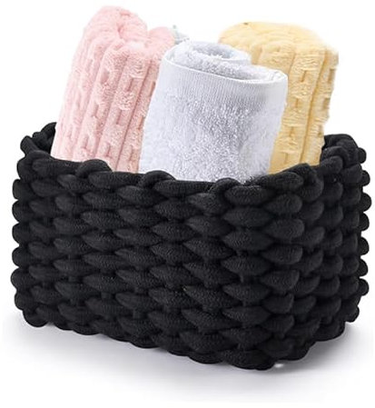 Paniers de rangement, 18 x 14 x 3 cm, paniers en corde de coton, paniers de rangement tressés en corde de coton, convient pour chambre, salon, salle de bain, cuisine