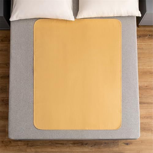 LVYUDS 4 Lagen Stoff Inkontinenzauflage Wasserabsorption Auslaufsicher Inkontinenzunterlage Waschbar Kein Farbverlust ältere Menschen Inkontinenz Bettunterlage Atmungsaktiv(Gelb,100x200cm)