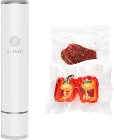 ZLTMYI Handheld Vacuum Sealer for Food, Compact Portable Food Saver Pump with 30 BPA‑Free Reusable Vacuum Bags Type-C Rechargeable, Ideal for Sous Vide, Meal Prep, Leftovers & Freezer Storage
