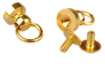 NUOBESTY 6sets Brass Rivet Studs Screw Back Round Head Ring Leathercraft Accessory for Phone Shell for DIY Leather Craft and Rivet Fastening Projects