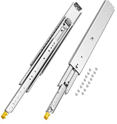 VEVOR Glissière de tiroir à extension complète, 558 mm, coulisse de tiroir verrouillable, 1 paire, capacité de charge 226,8 kg, rail coulissant à montage latéral avec roulement à billes et verrou