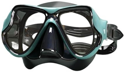 CQJJXKYC Tauchmasken Schnorchelmaske Tauchspiegel-Atemschlauch-Set, weiche Silikonbrille, Schwimmbrille, Schutzbrille, Erwachsene, großer Rahmen, Männer und Frauen(Green)
