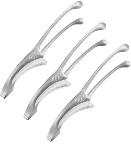 M METERXITY 3 Pcs Korean and Japanese BBQ Tongs 10 Inch Barbecue Tongs 430 Stainless Steel Kitchen Self-Standing Grill Non-Slip for Grill/Salad/Camping/Cooking [Silver]