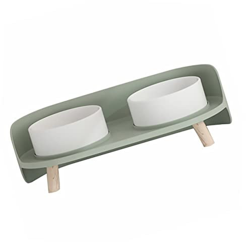 Mipcase 1stück Keramischer Katzennapf Mit Erhöhtem Design Schützender Futternapf Für Katzen Mintgrün Für Zwei Verschiedene Futterarten rutschfest Und Stabil Langlebig
